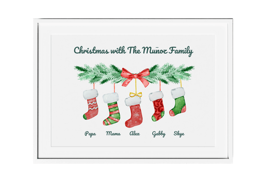 Customizable Stockings Family Christmas Posters for the Family of 5