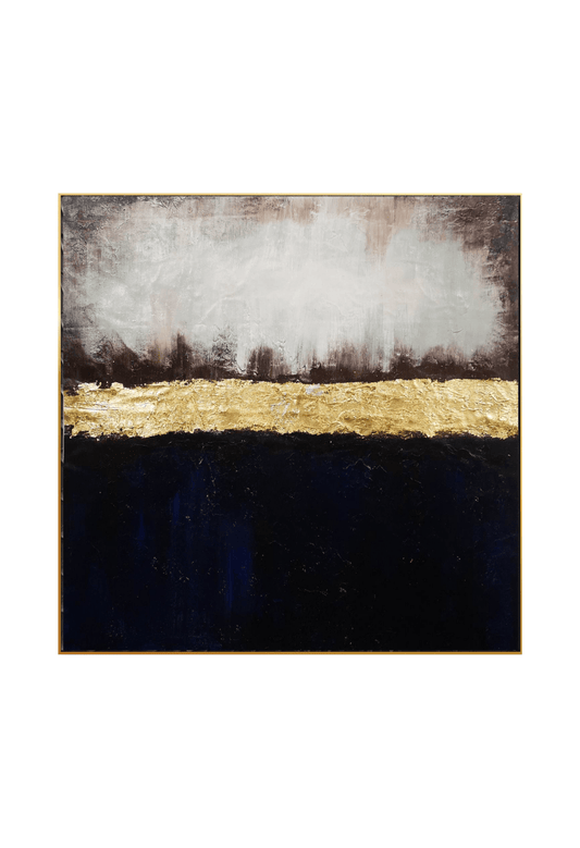 HP001 Blue and Goldfoil Abstract Hand-Painted Acrylic Wall Decor