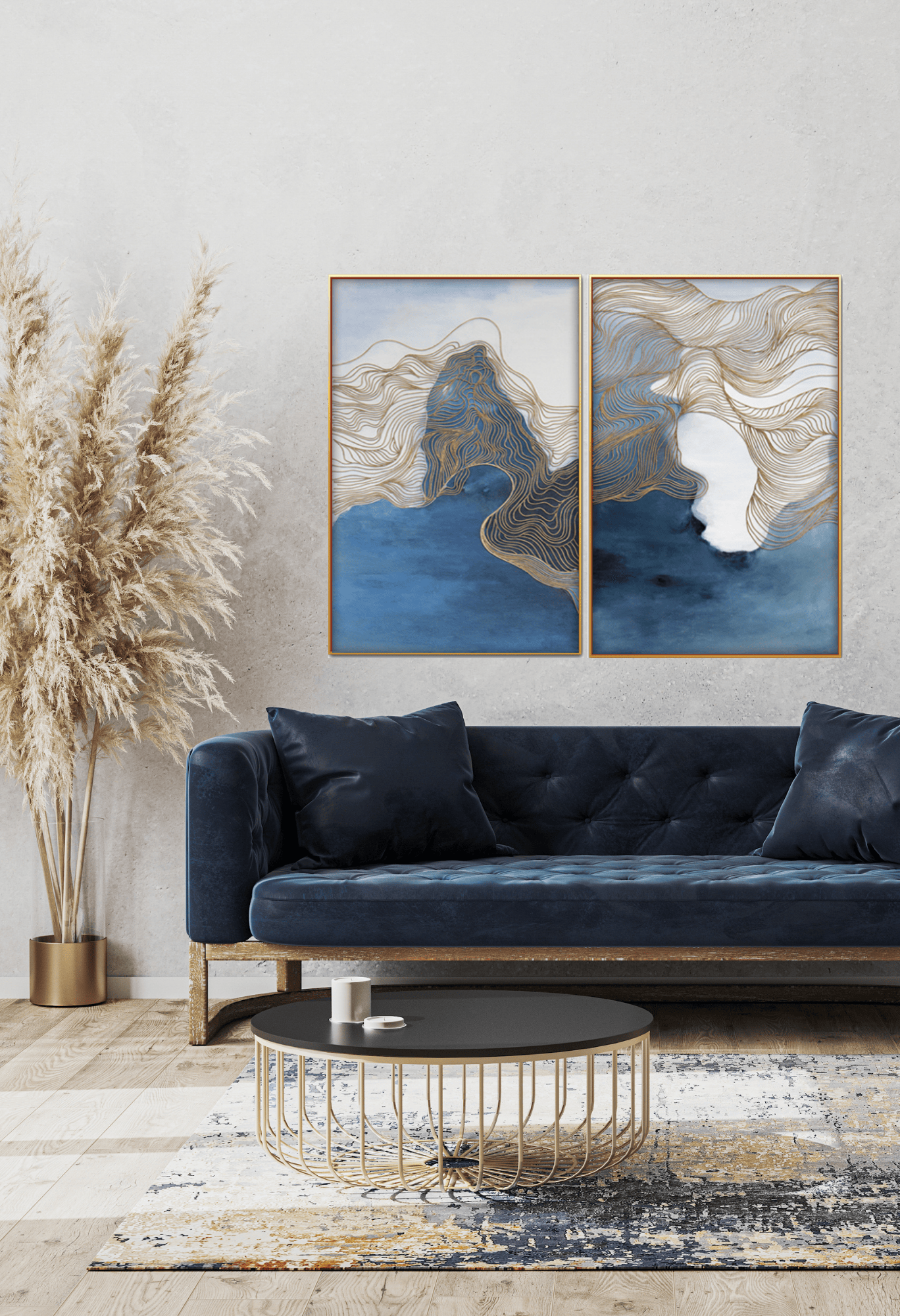 CP060061 Abstract Blue and Gold Canvas Prints Wall Decor