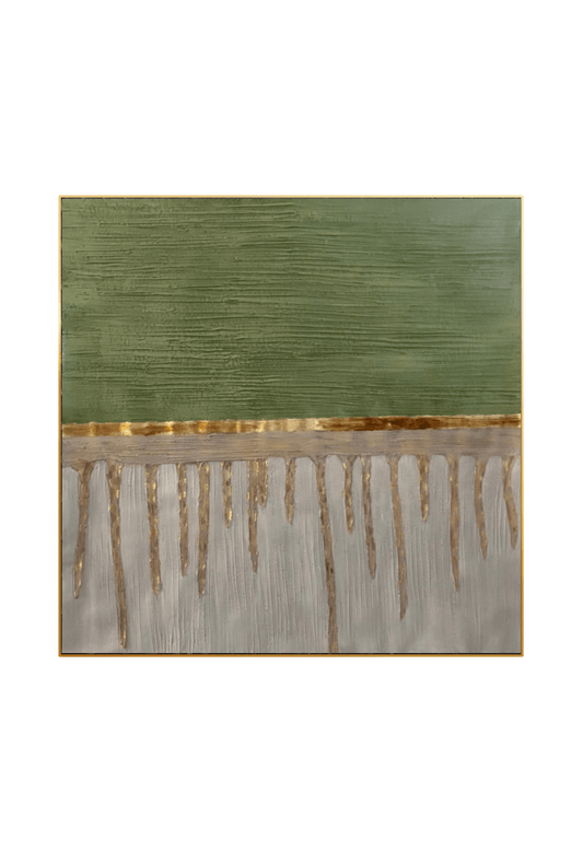HP060 Abstract Green Acrylic with Gold Foil Hand-Painted Wall Decor