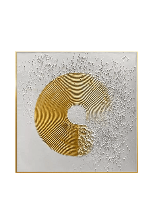 HP005 Gold Round Abstract Acrylic Hand-Painted Wall Decor