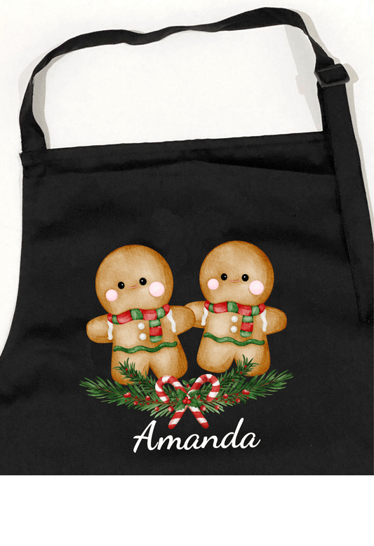 Personalized Christmas Aprons: Gingerbread Duo & Car Hauling Christmas Tree Designs