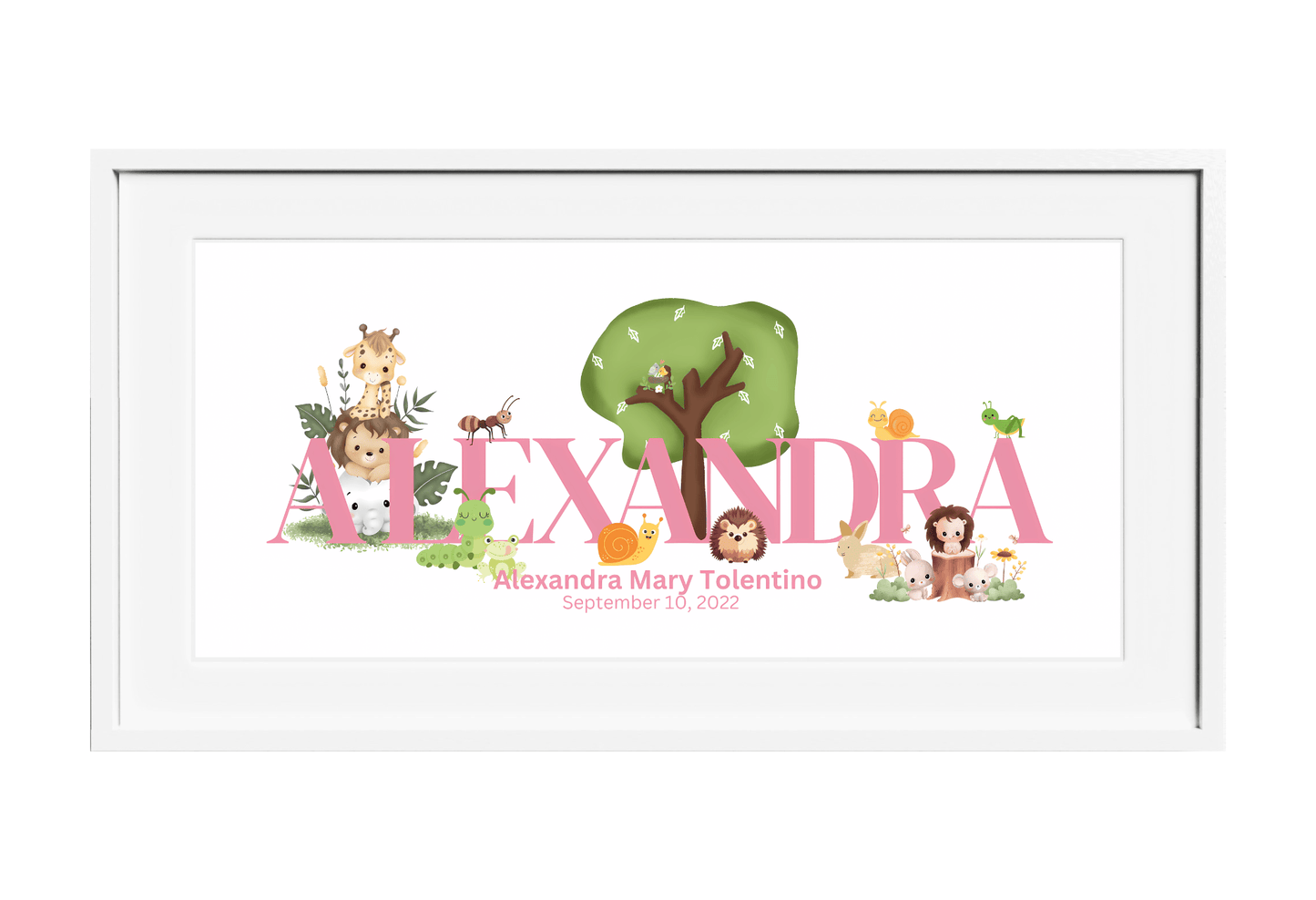 Personalized Kids Name Art Zoo Animals