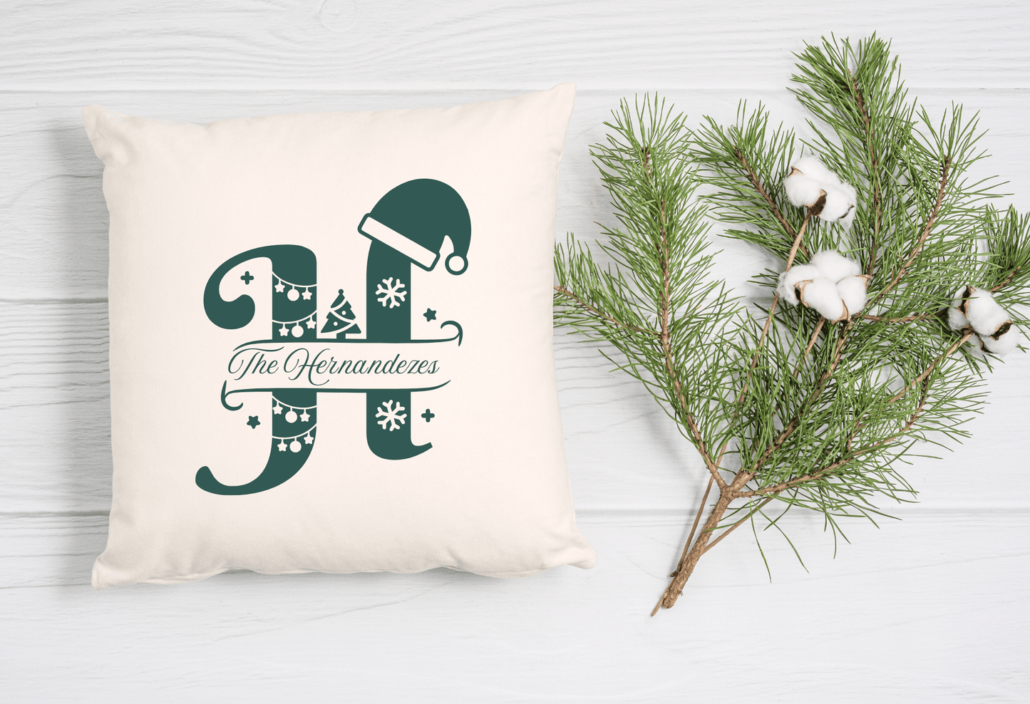 Personalized Christmas Alphabet Cushion Cover (Pillow Insert Not Included)