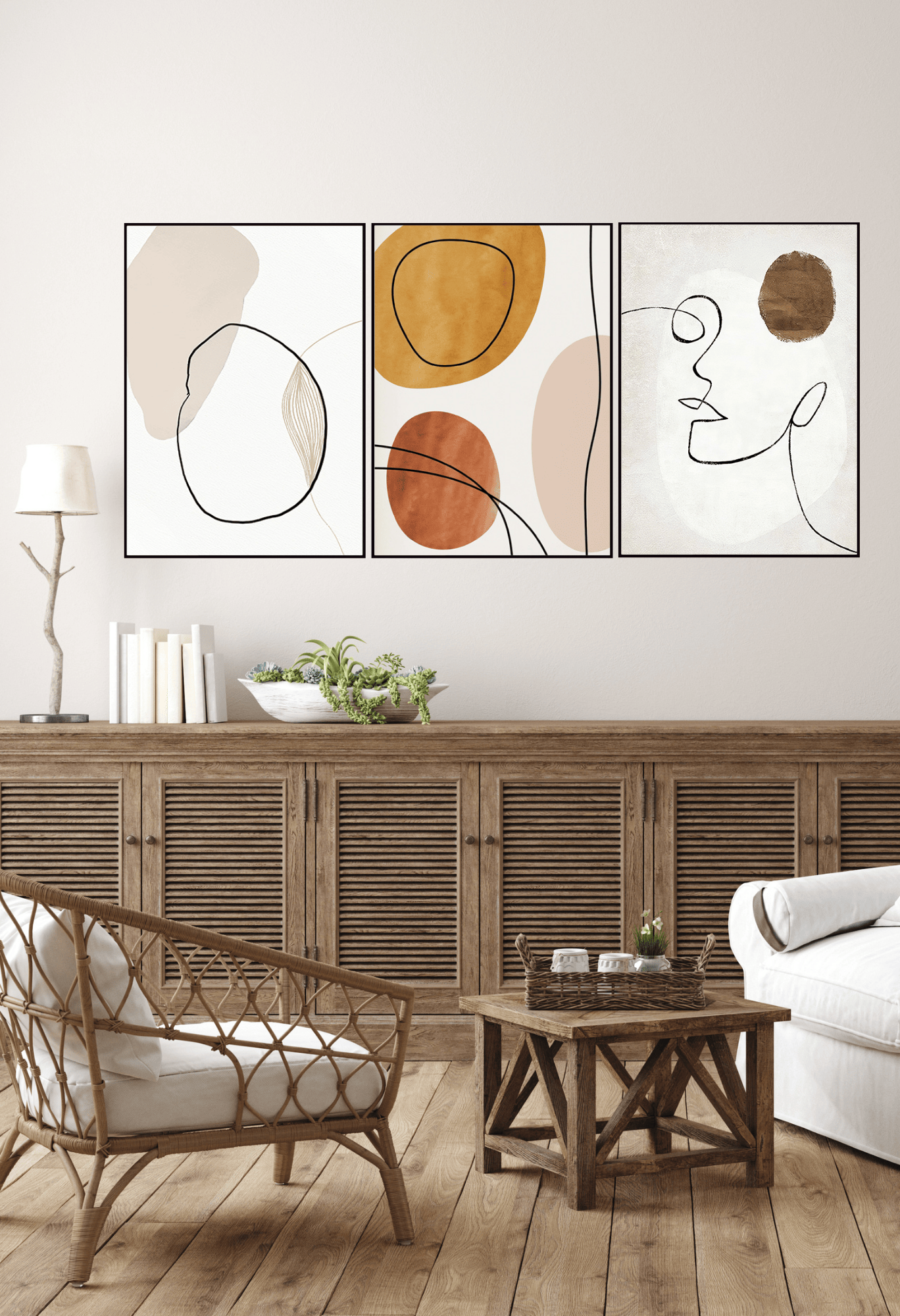 CP014 Nordic Abstract Pattern Canvas Prints in Brown and Beige Shades Wall Decor