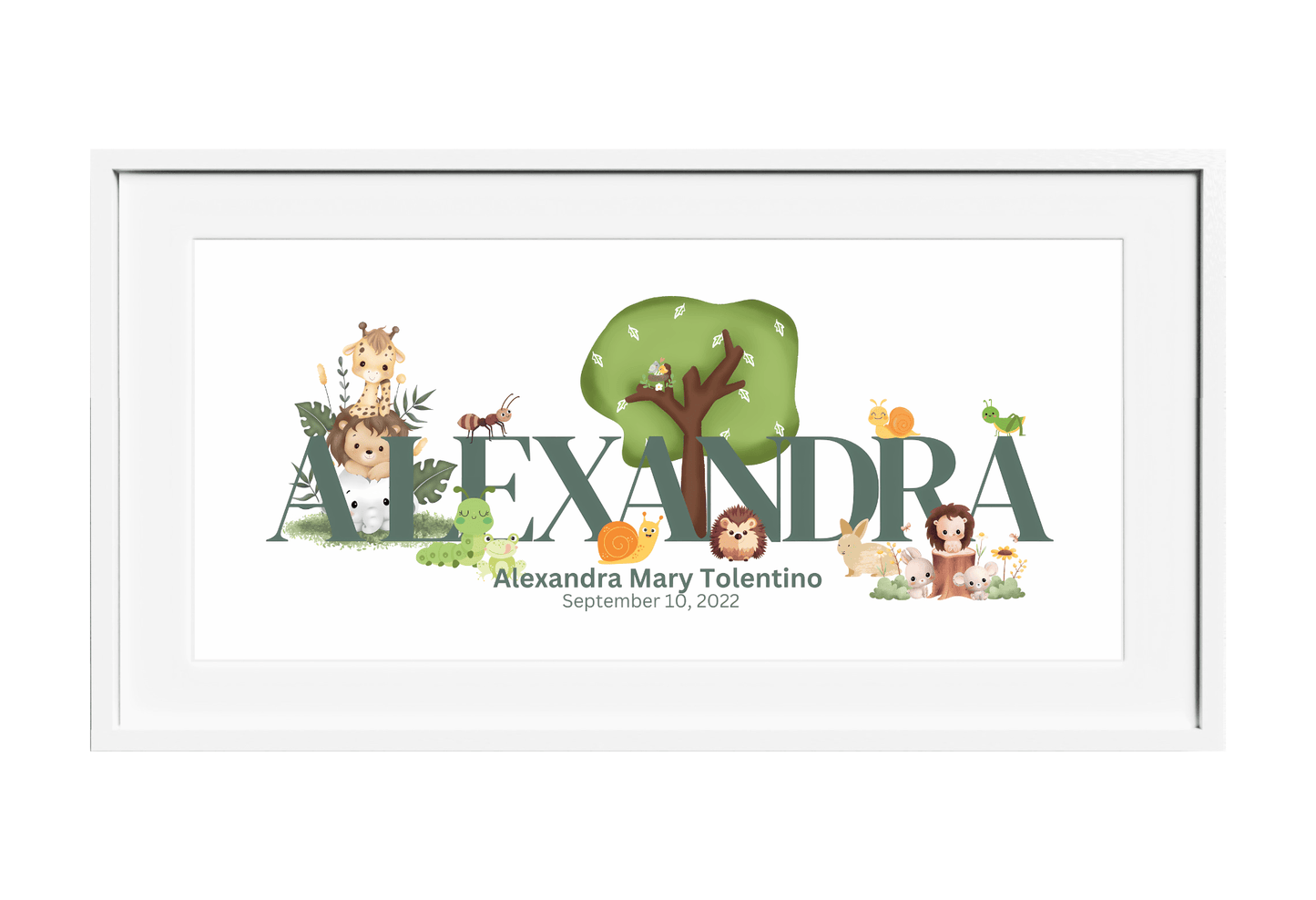 Personalized Kids Name Art Zoo Animals