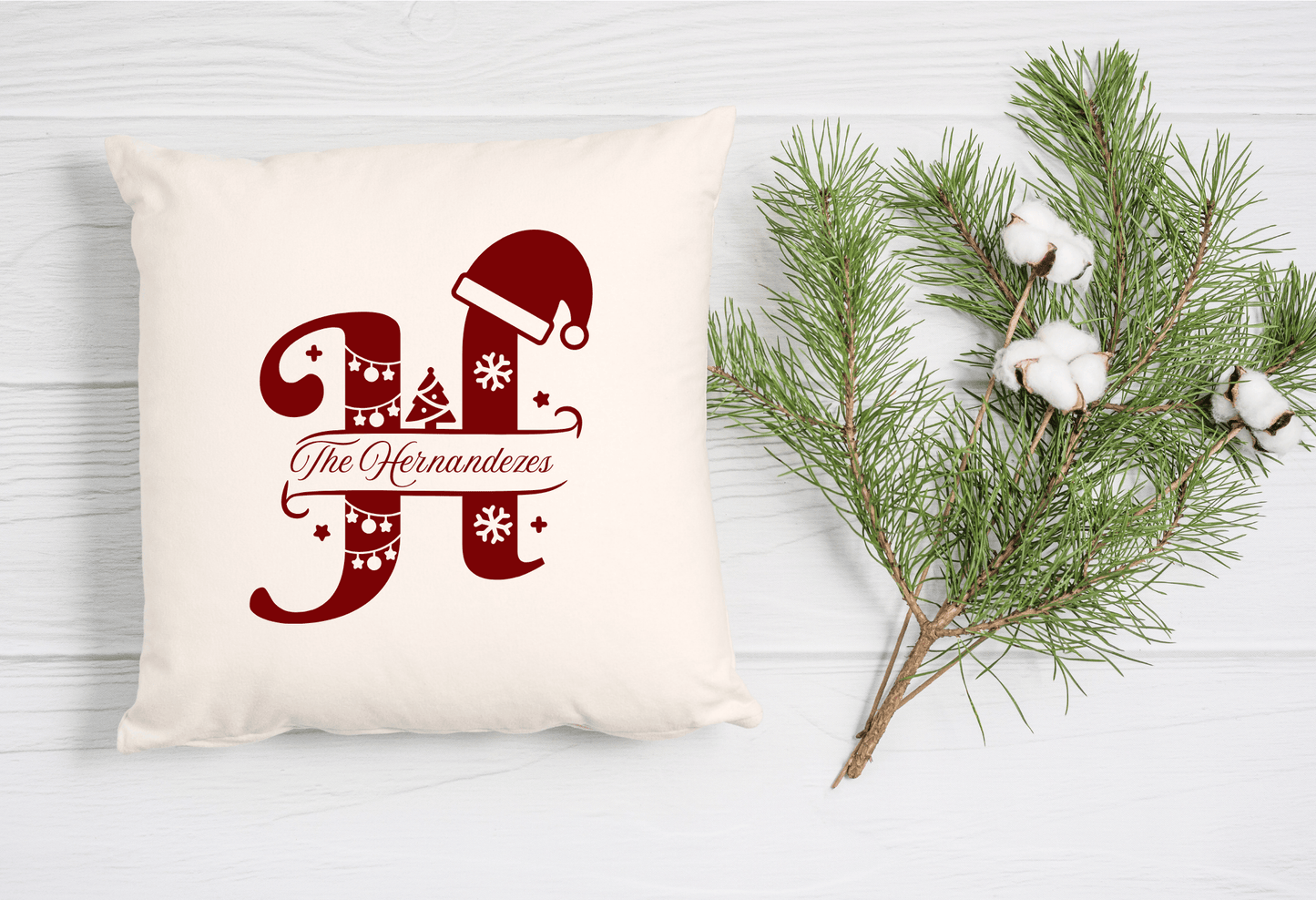 Personalized Christmas Alphabet Cushion Cover (Pillow Insert Not Included)