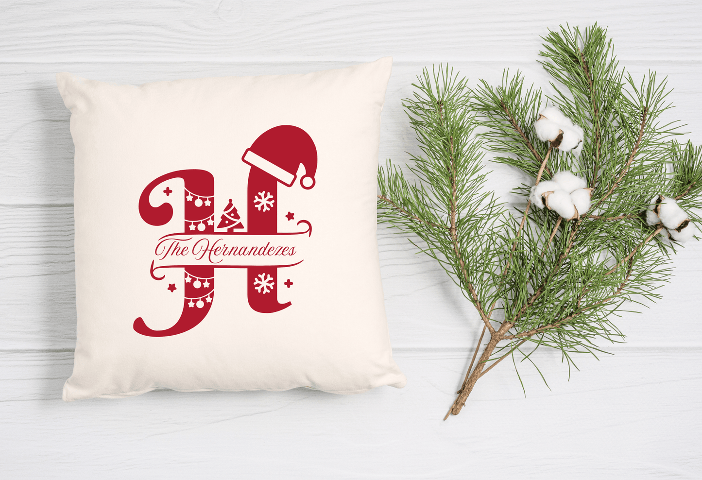 Personalized Christmas Alphabet Cushion Cover (Pillow Insert Not Included)