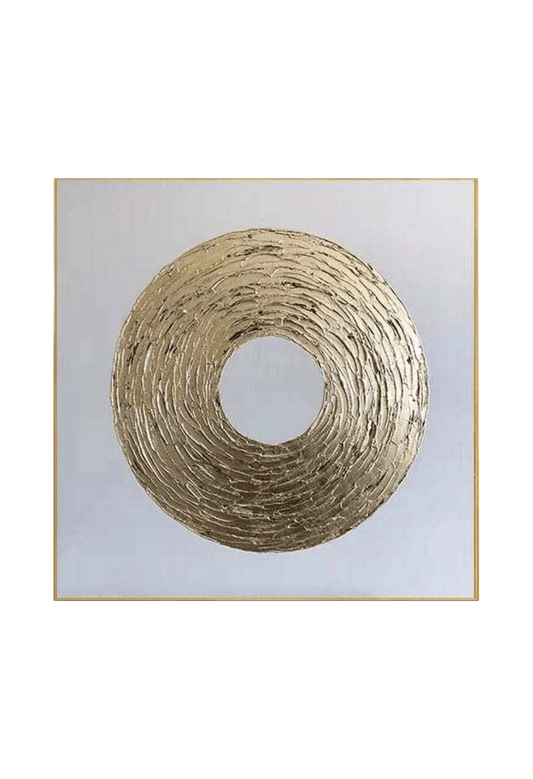 HP044 Round Goldfoil Abstract Acrylic Hand-Painted Wall Decor