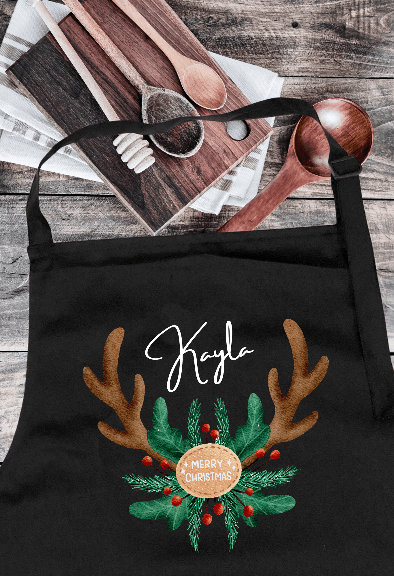 Personalized Christmas Aprons with Antler