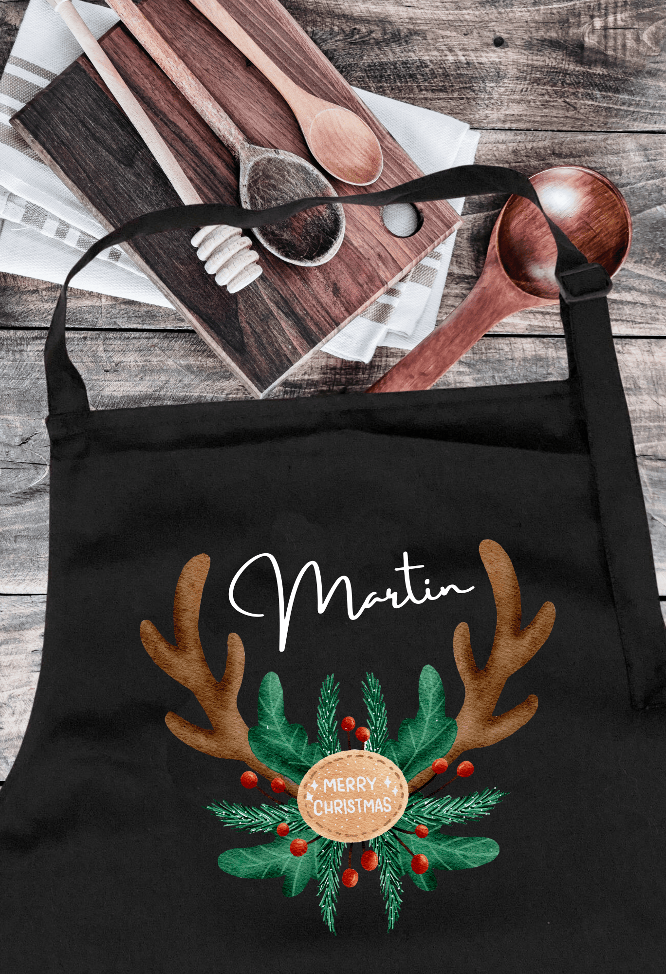Personalized Christmas Aprons with Antler