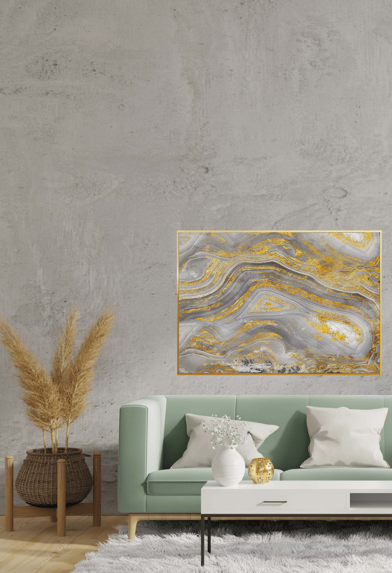 CP081 Gray and Gold Abstract Canvas Print Wall Decor