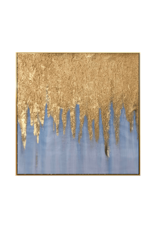HP040 Abstract Champagne Gold Acrylic Hand-Painted Wall Decor