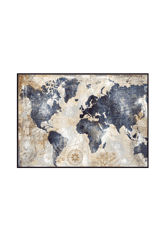 CP081 Brown and Black World Map Canvas Print Wall Decor
