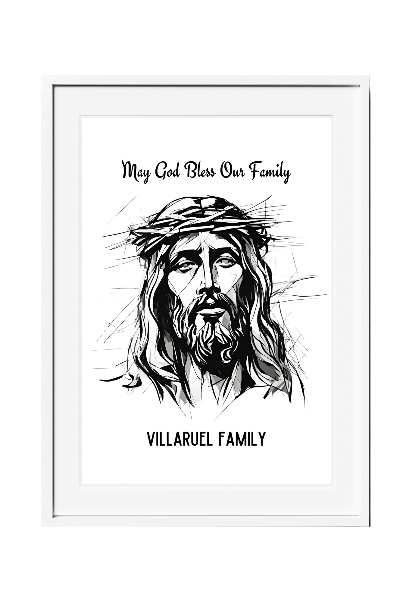 Personalized Jesus Pencil Sketch-Effect Wall Art