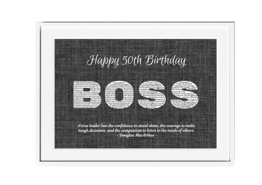 Personalized Happy Birthday Boss Wall Art