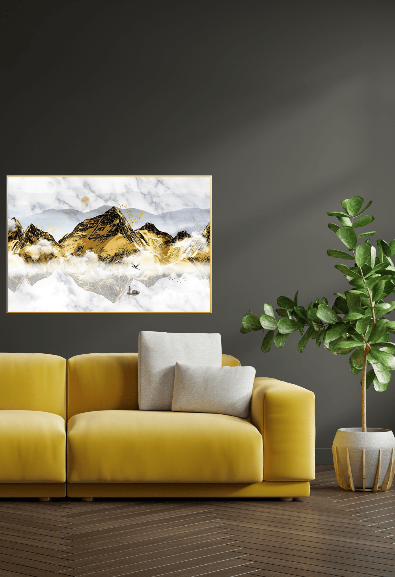 CP084 Black and Yellow Landscape Canvas Print Wall Decor
