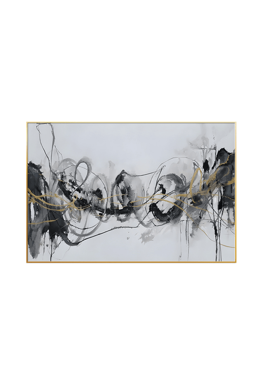 CP087 Neutral Black and Gold Abstract Canvas Print Wall Decor