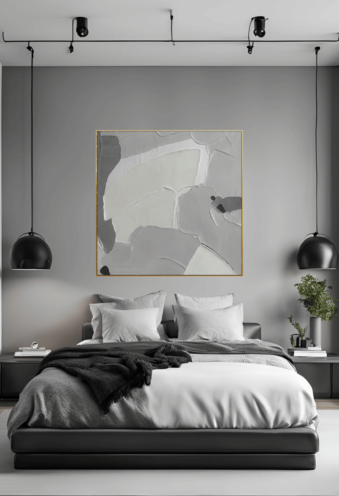 HP042 Abstract Minimalist White Acrylic Hand-Painted Wall Decor
