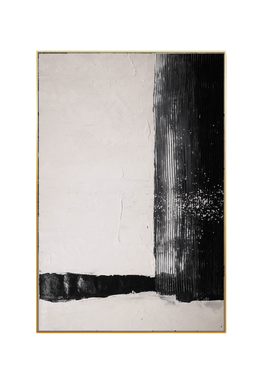 HP011 Abstract Minimalist Acrylic Black and White Hand-Painted Wall Decor