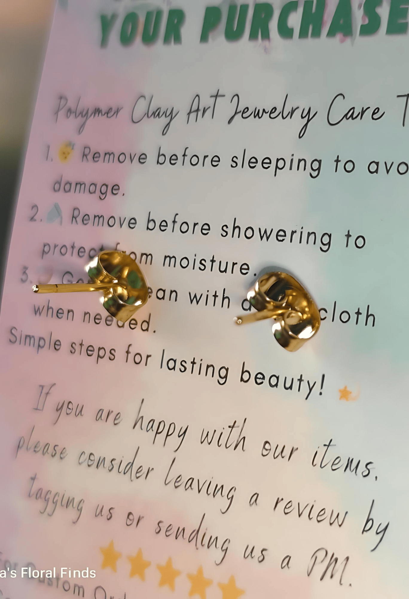 Paula's Floral Finds Handmade Black Single Petal Polymer Clay Earrings
