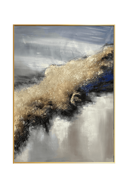 HP052 Abstract Blue and Gold Acrylic Hand-Painted Wall Decor