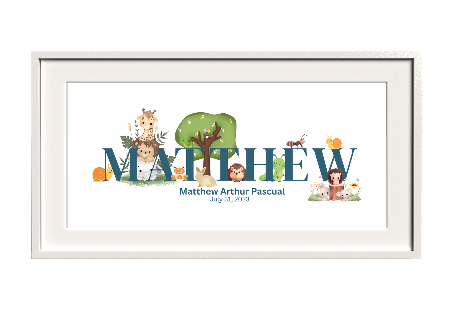 Personalized Kids Name Art Zoo Animals