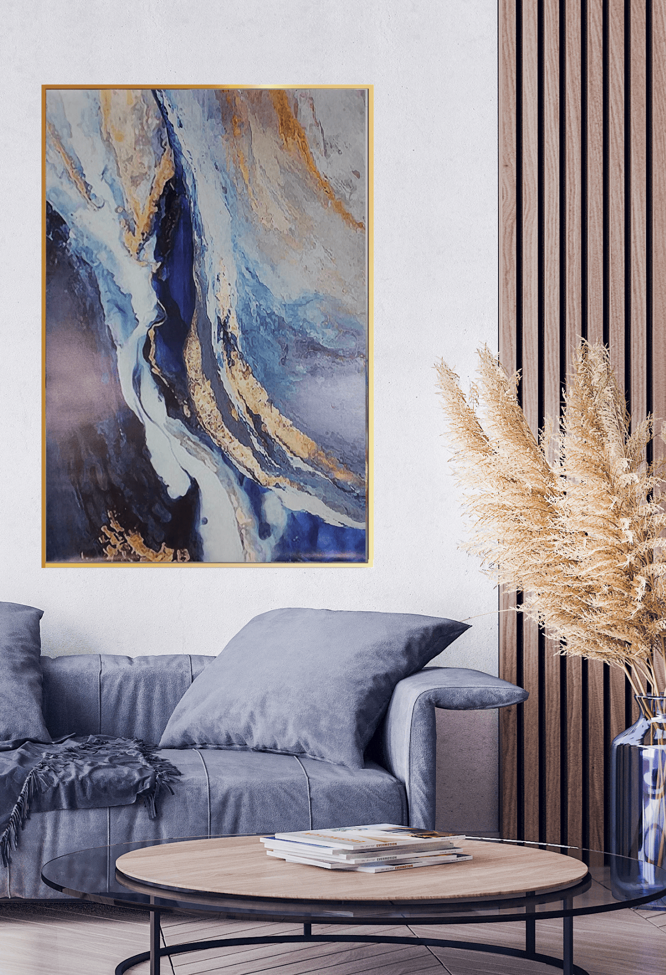 CP067 Blue and Gold Abstract Design Canvas Print Wall Decor