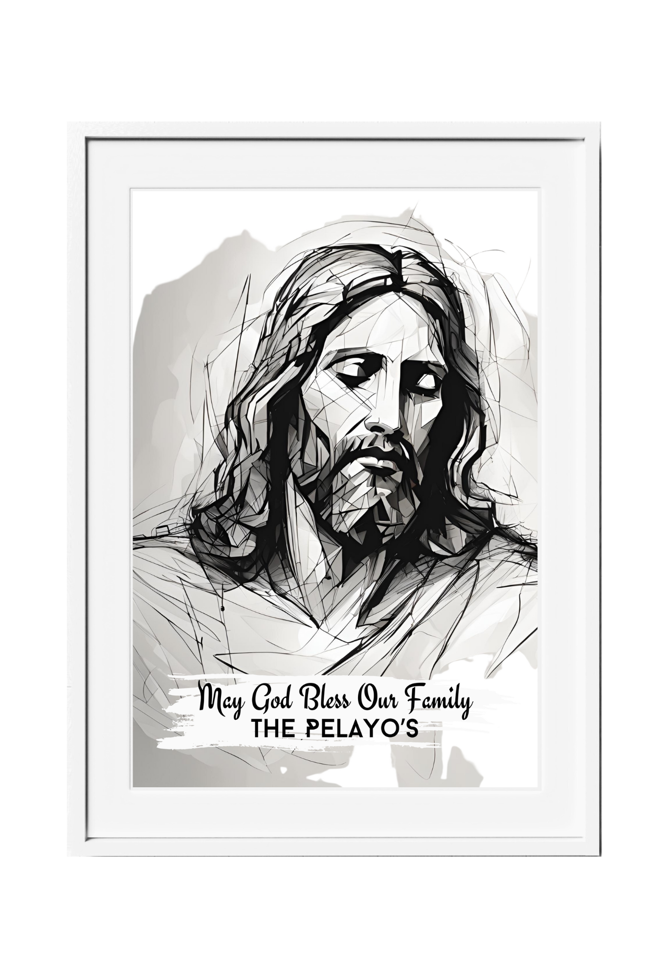 Personalized Jesus Pencil Sketch-Effect Wall Art
