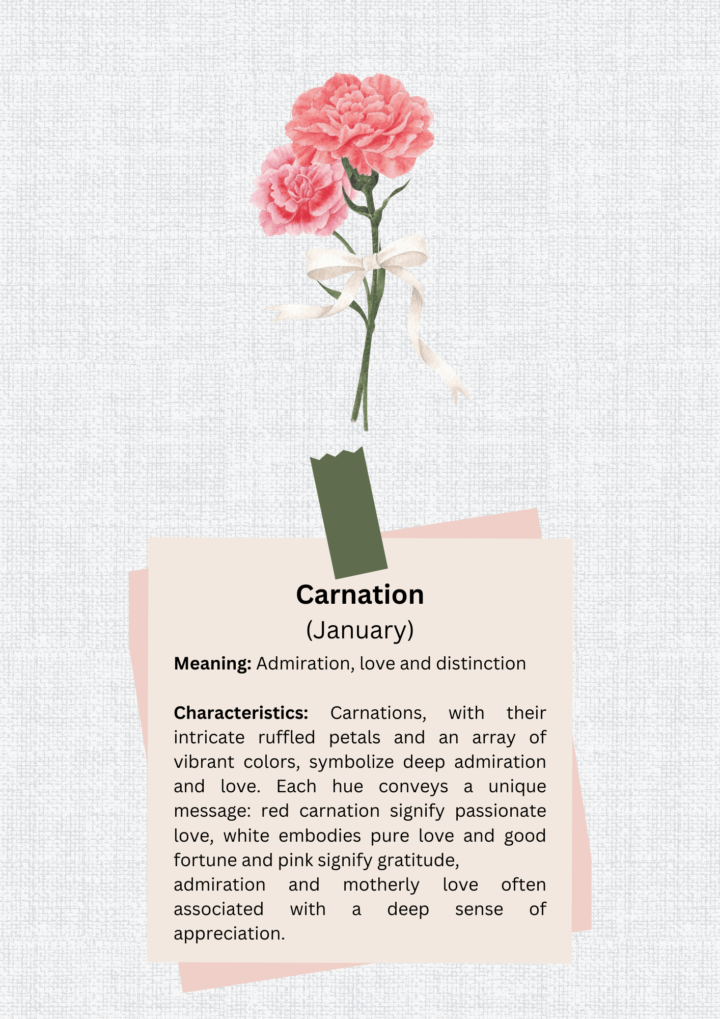 Personalized Canvas Tote Bag with January Birth Month Flower
