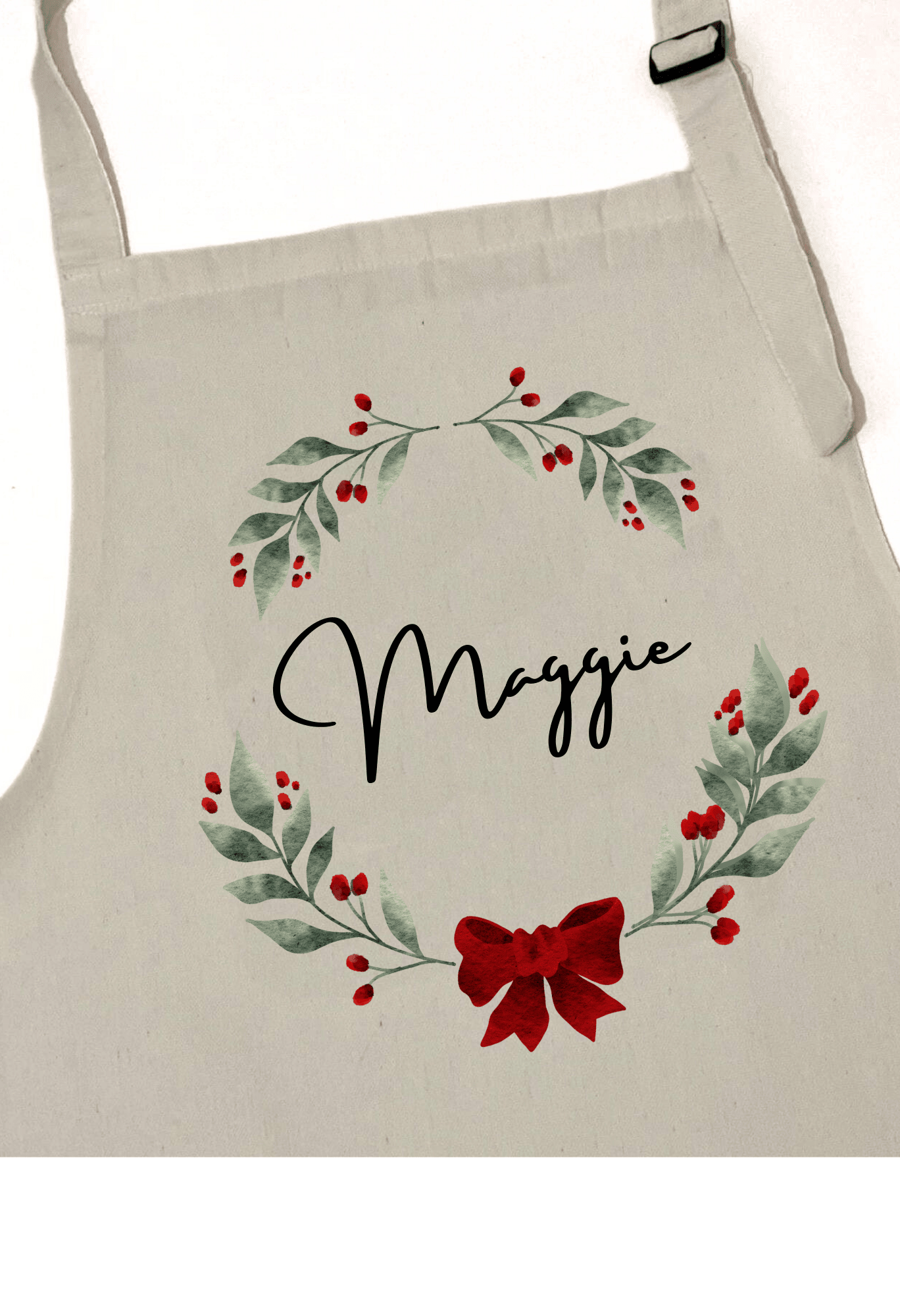 Personalized Christmas Apron with Wreath Design and Witty Slogan