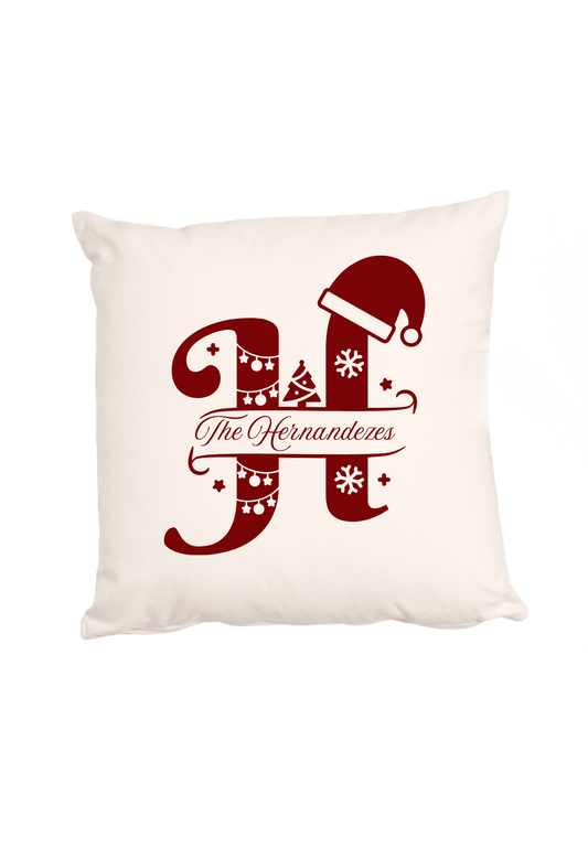 Personalized Christmas Alphabet Cushion Cover (Pillow Insert Not Included)