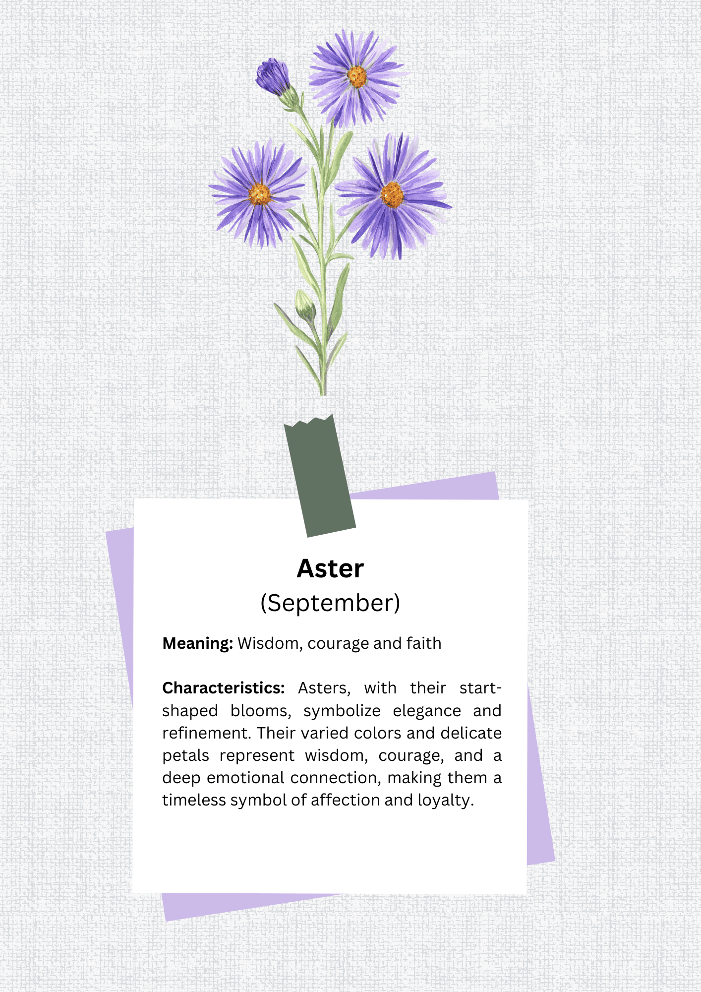 Personalized Canvas Tote Bag with September Birth Month Flower