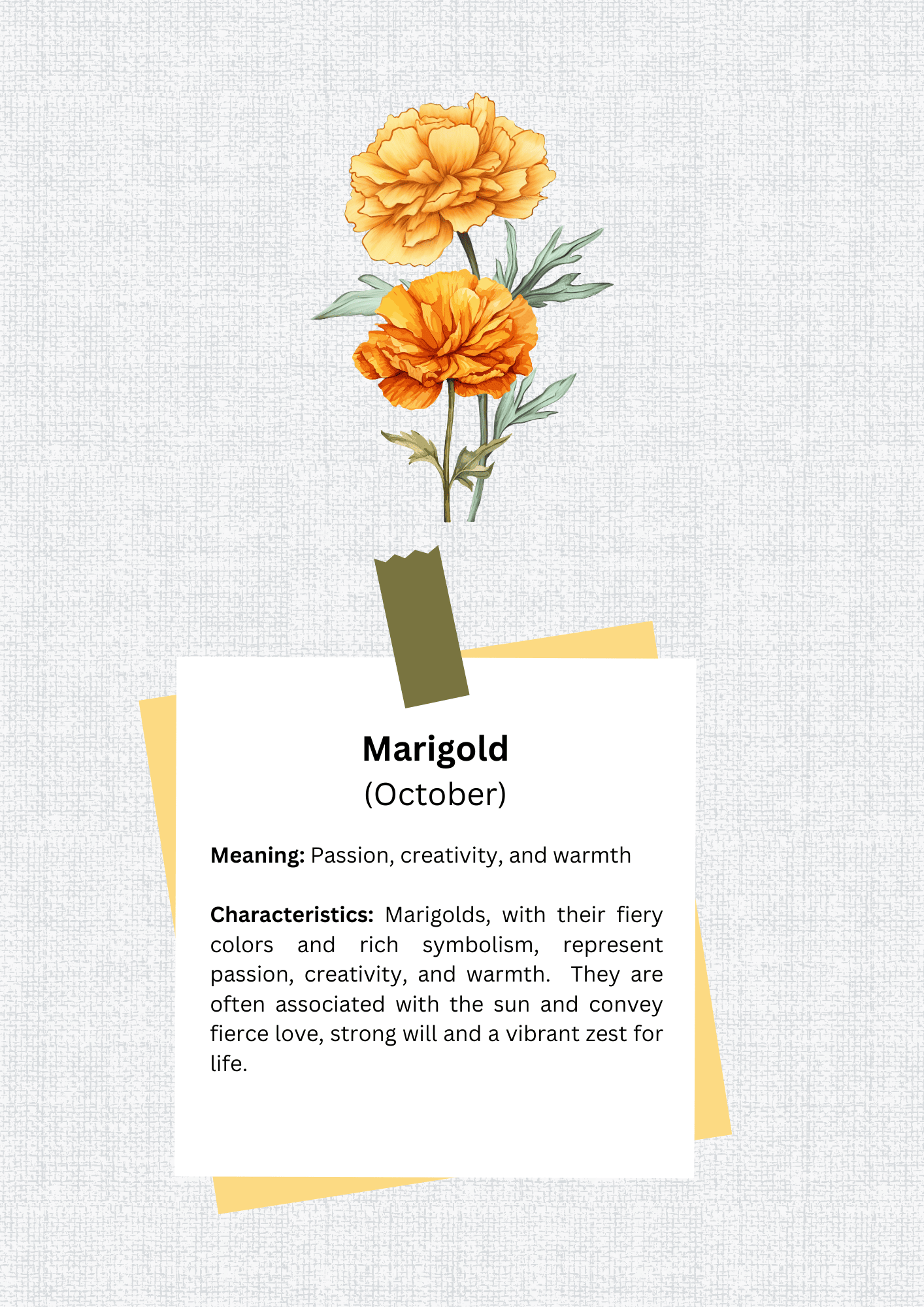 Personalized Canvas Tote Bag with October Birth Month Flower