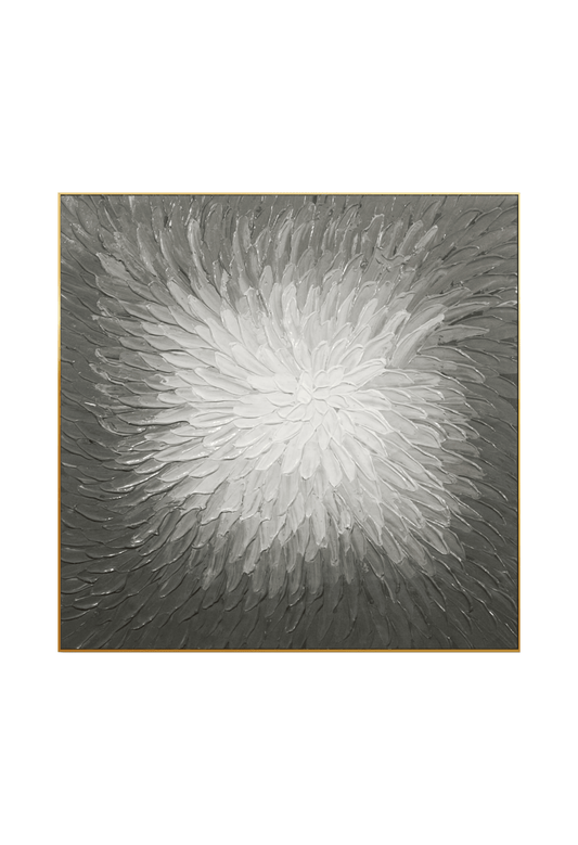 HP002 Gray Floral Hand-Painted Acrylic Wall Decor