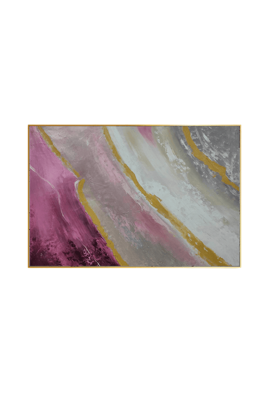 HP013 Abstract Pink and Gold Acrylic Hand-Painted Wall Decor
