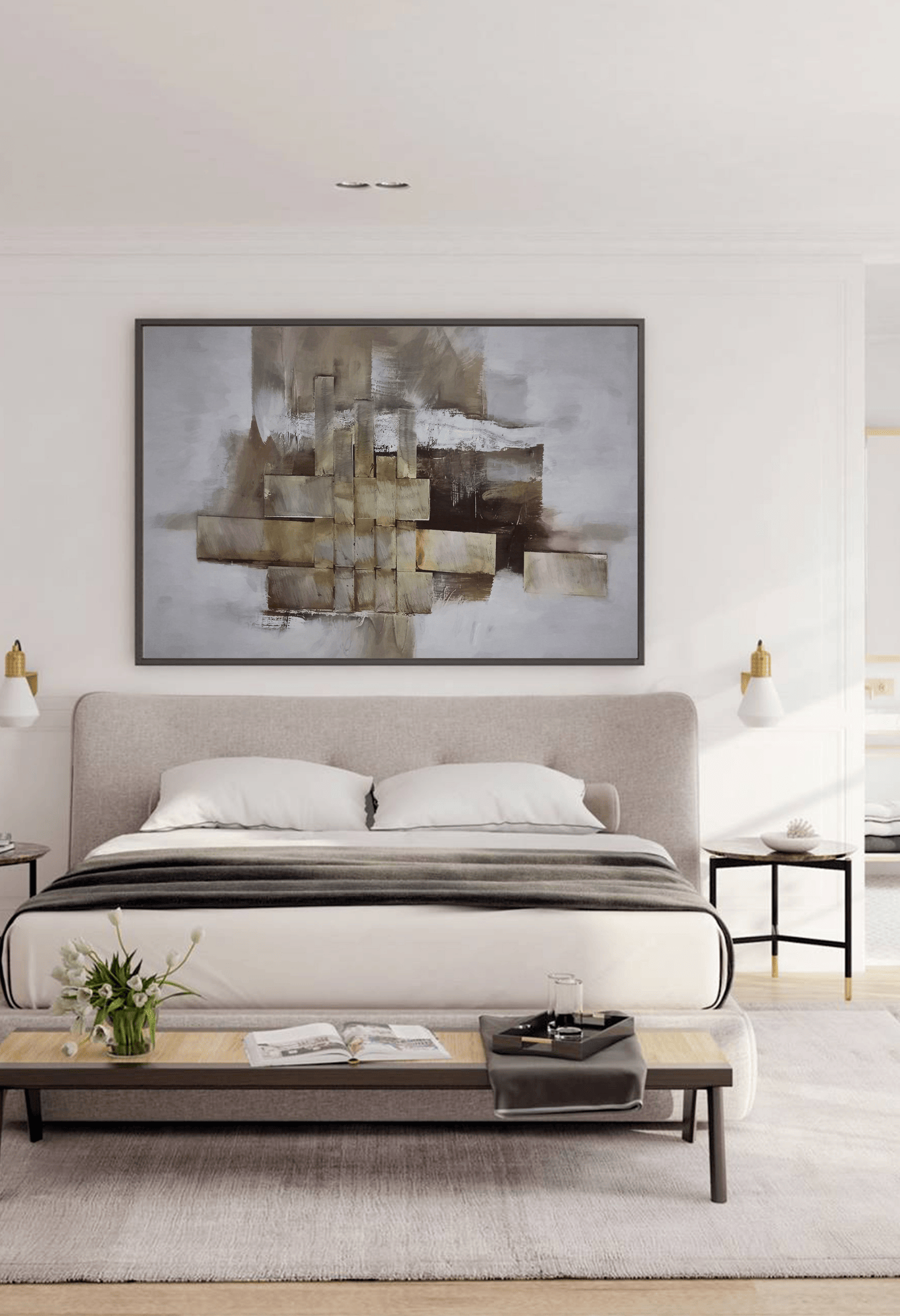 CP097 Neutral Abstract Canvas Print Wall Decor