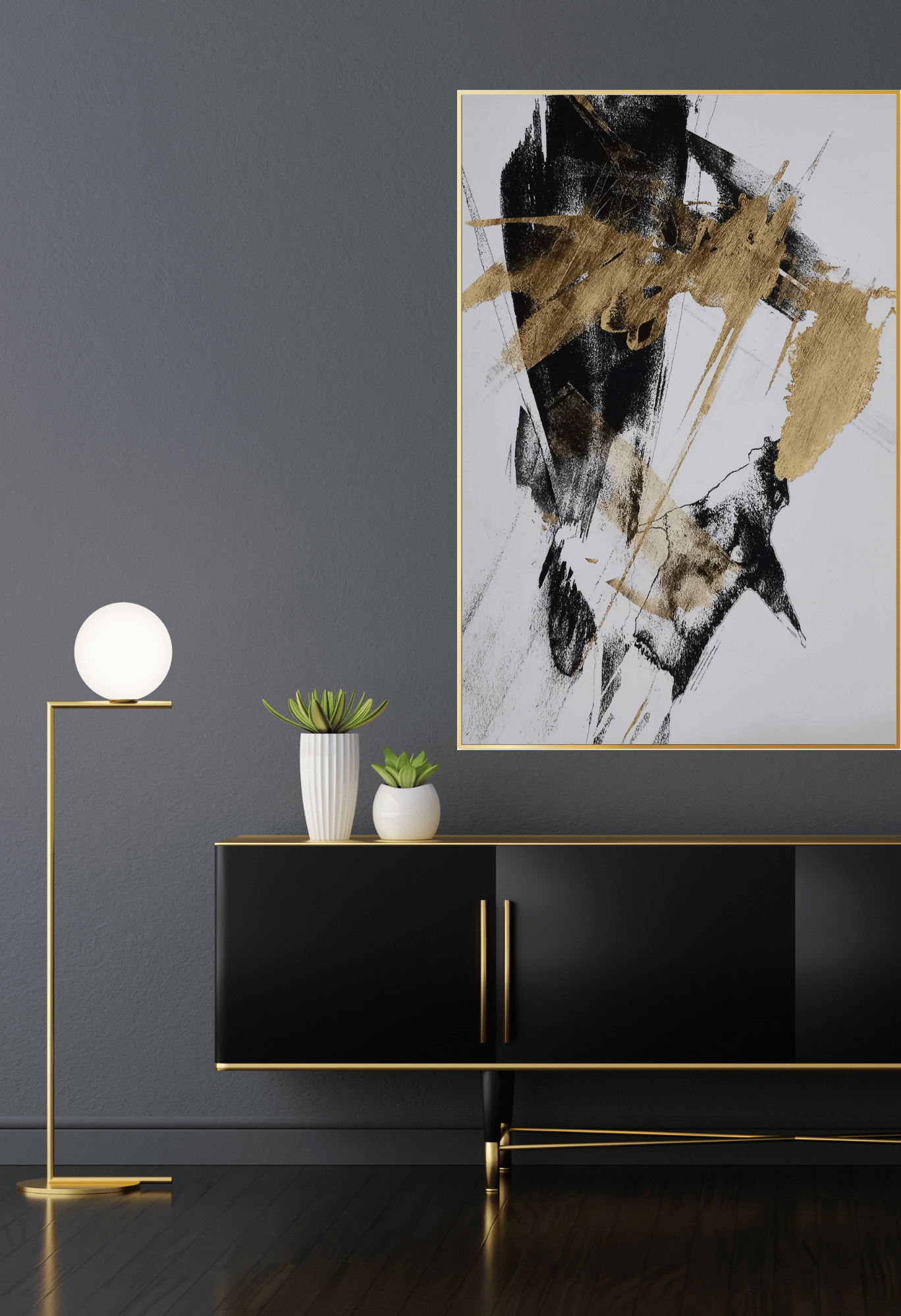 CP100 Black and Gold Abstract Canvas Print Wall Decor