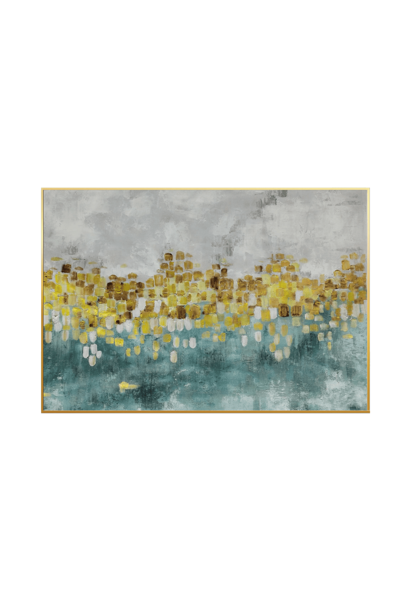 HP019 Abstract Green and Gold Acrylic Hand-Painted Wall Decor