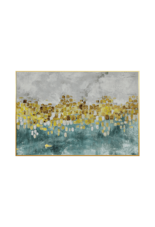 HP019 Abstract Green and Gold Acrylic Hand-Painted Wall Decor