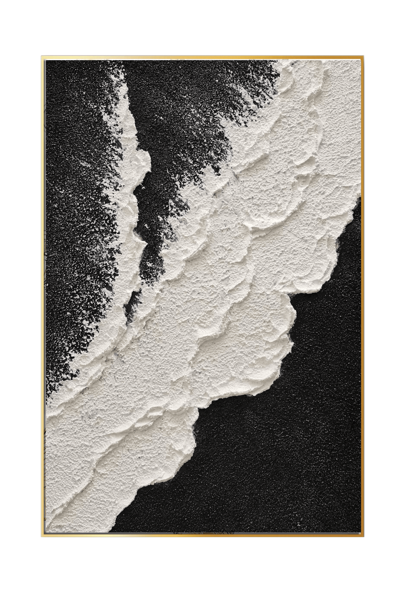 HP057 Abstract Minimalist Black and White Hand-Painted Wall Decor
