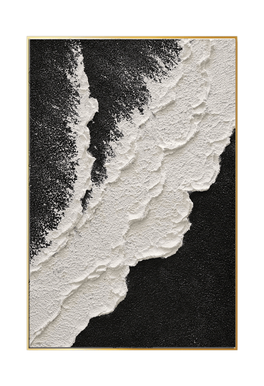 HP057 Abstract Minimalist Black and White Hand-Painted Wall Decor