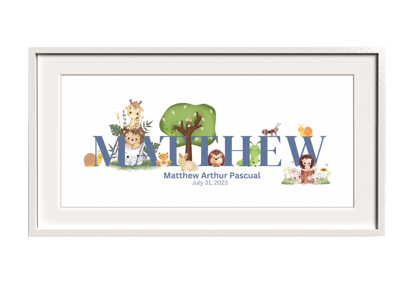 Personalized Kids Name Art Zoo Animals