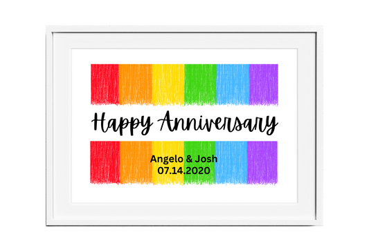 Personalized Pride Happy Anniversary Pride Flag Wall Art