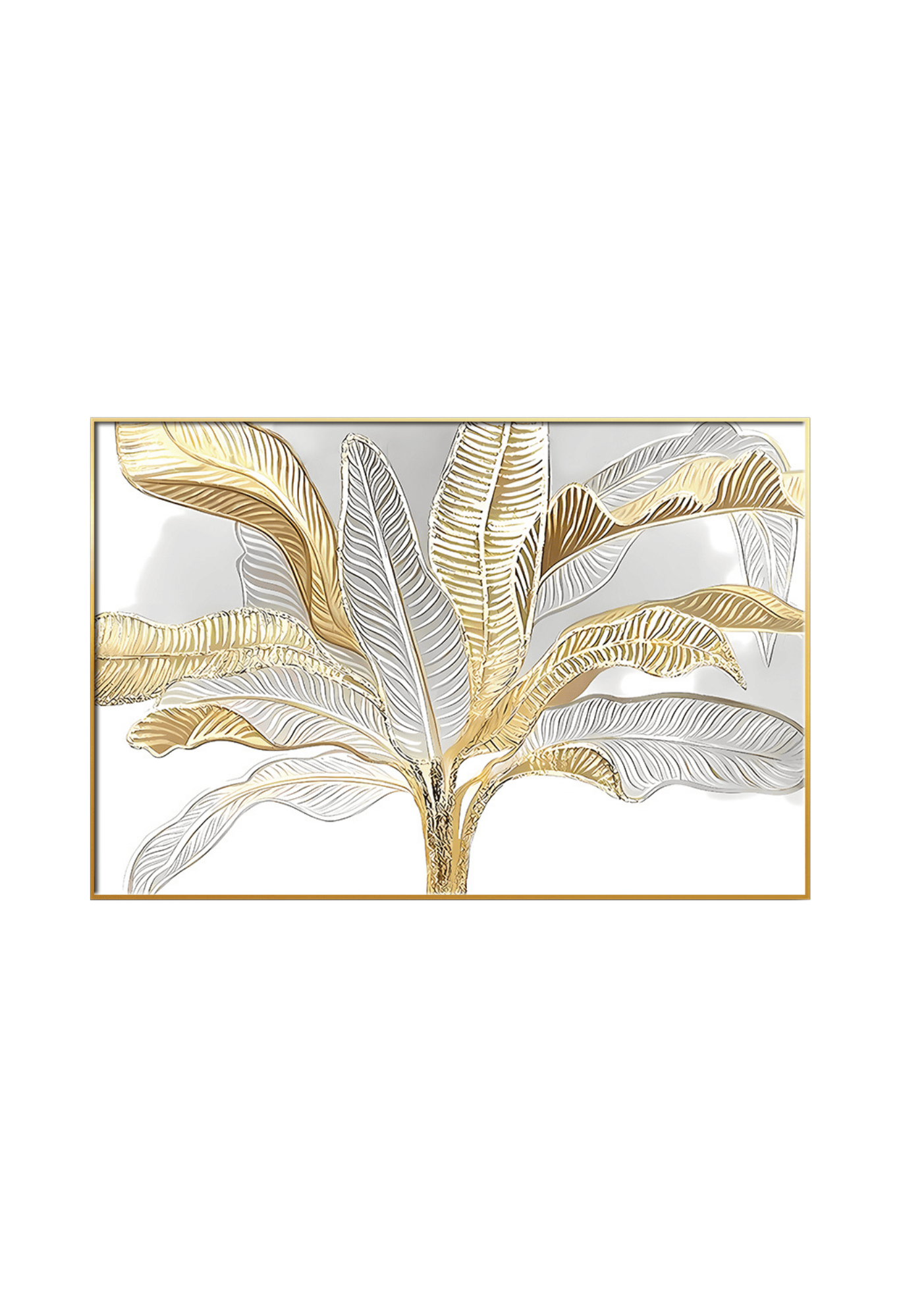 CP110 Gold and White Leaf Canvas Print Wall Decor