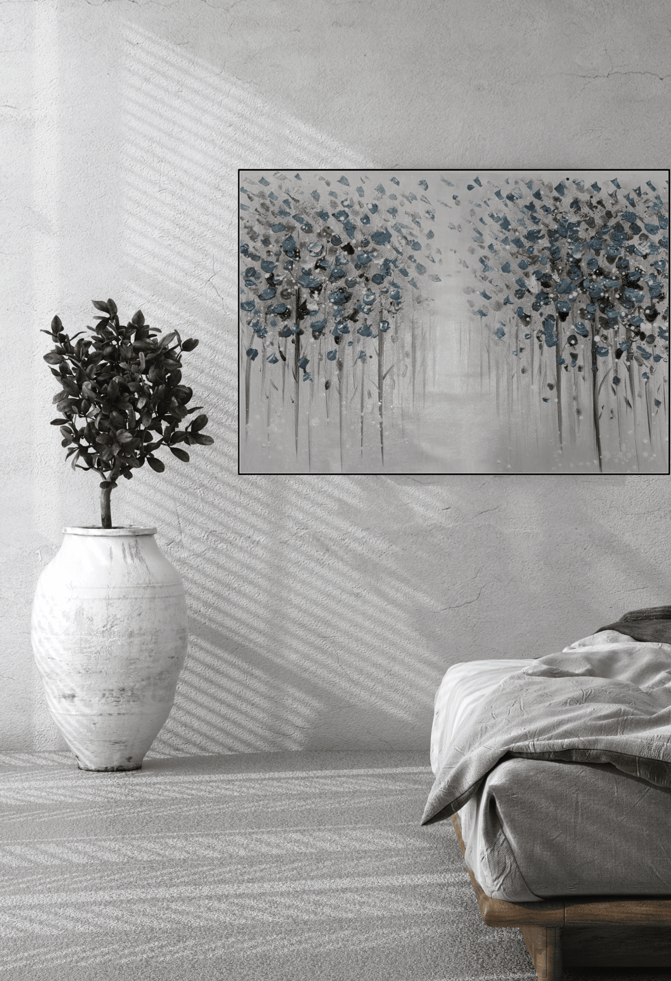 HP014 Abstract Winter Forest Acrylic Hand-Painted Wall Decor