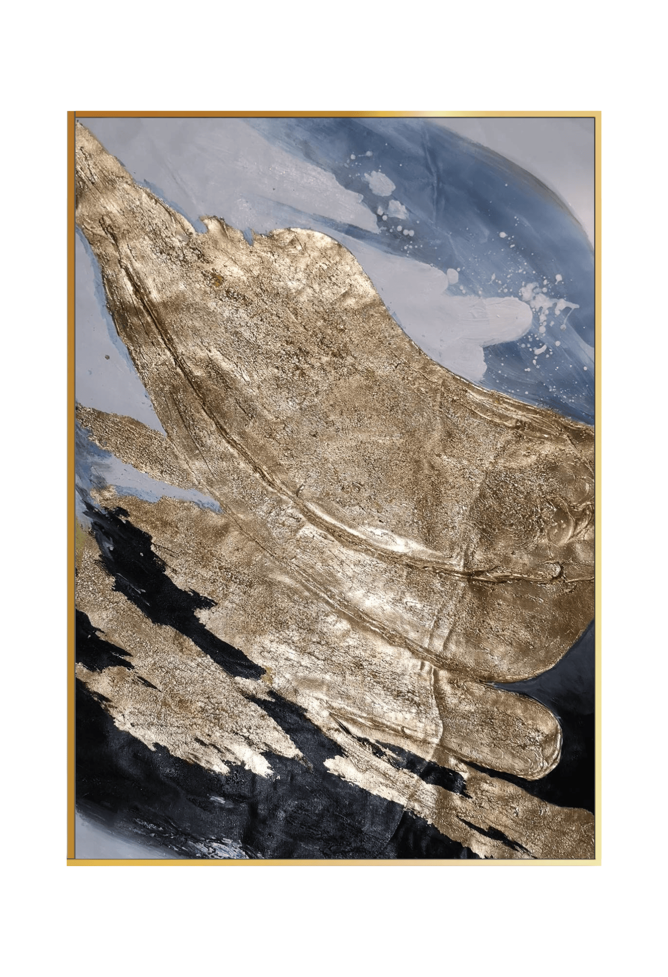 HP017 Abstract Black and Gold Acrylic Hand-Painted Wall Decor