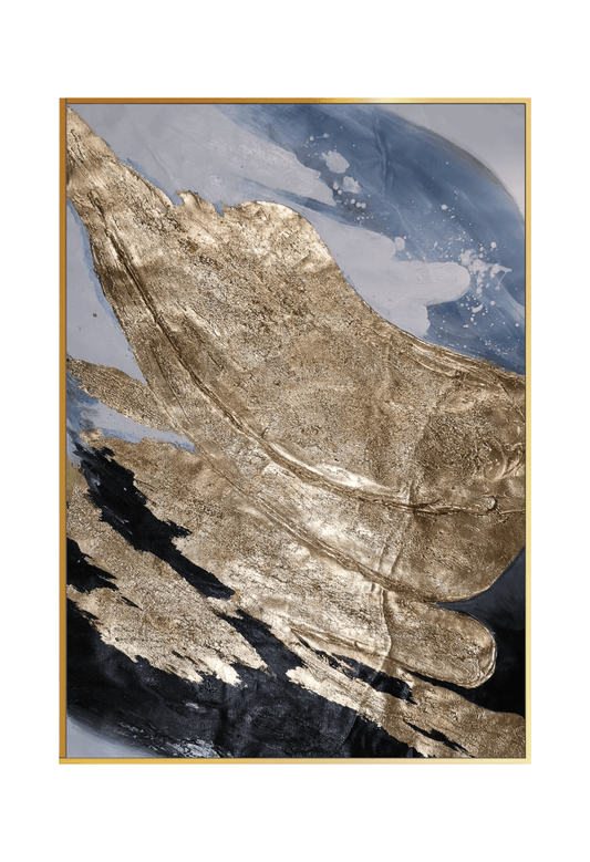 HP017 Abstract Black and Gold Acrylic Hand-Painted Wall Decor
