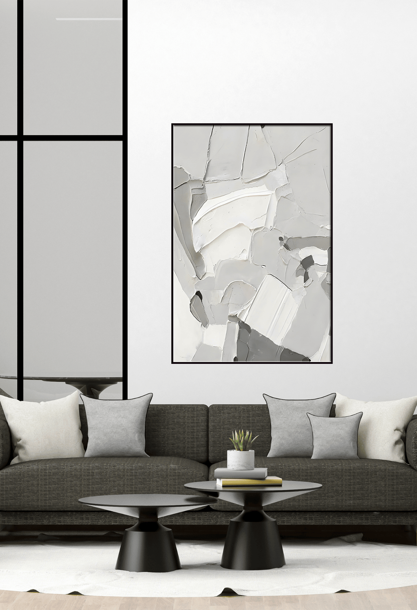 CP113 White and Gray Abstract Canvas Print Wall Decor