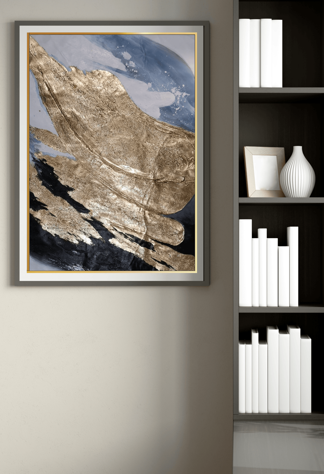 HP017 Abstract Black and Gold Acrylic Hand-Painted Wall Decor